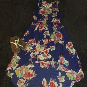 Royal Blue Floral Hi-Low Sundress